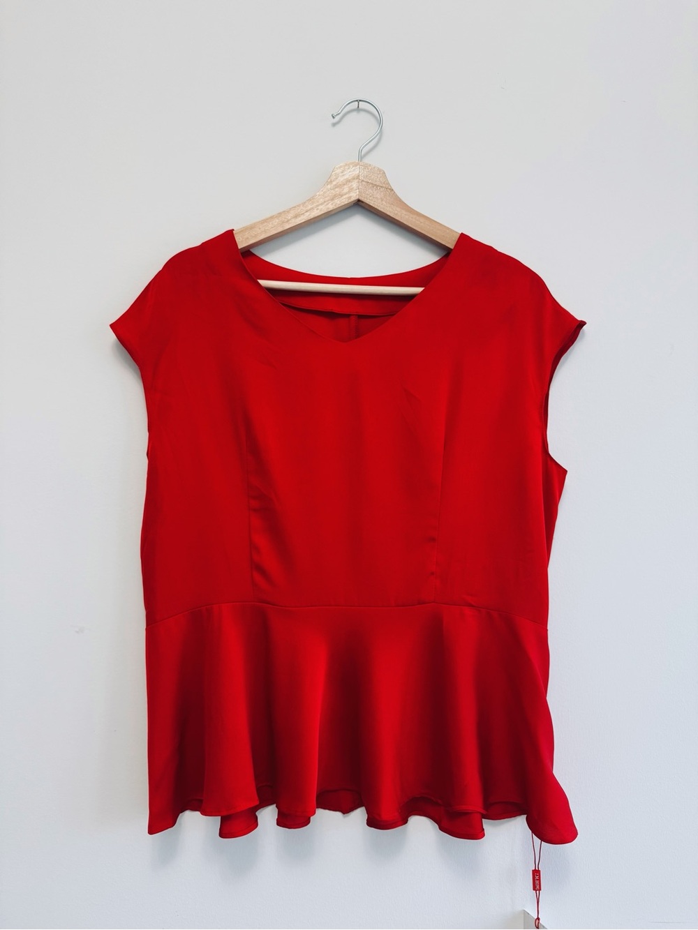 New! Red Cap Sleeve Silk Top